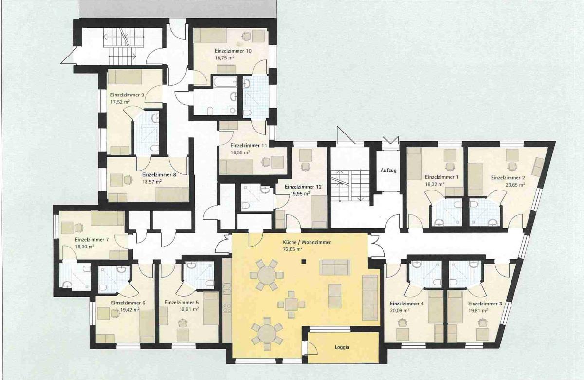 demenz-wg, grundriss